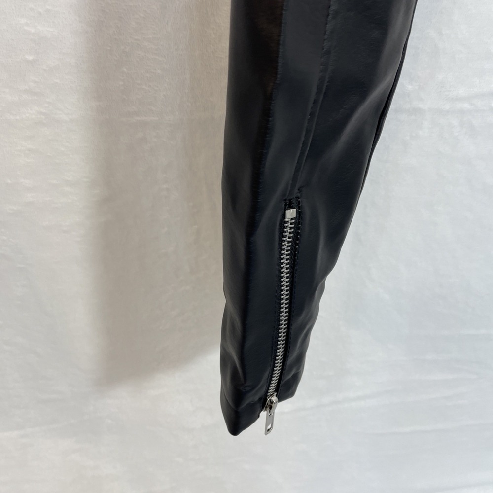 Fashion Nova Womens M Cropped Faux Leather Moto Jacket Zip L Sleeve+Belt NWTAGS - Picture 6 of 13